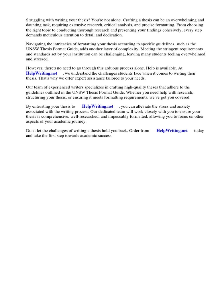 Unsw Thesis Format Guide | PDF | Thesis