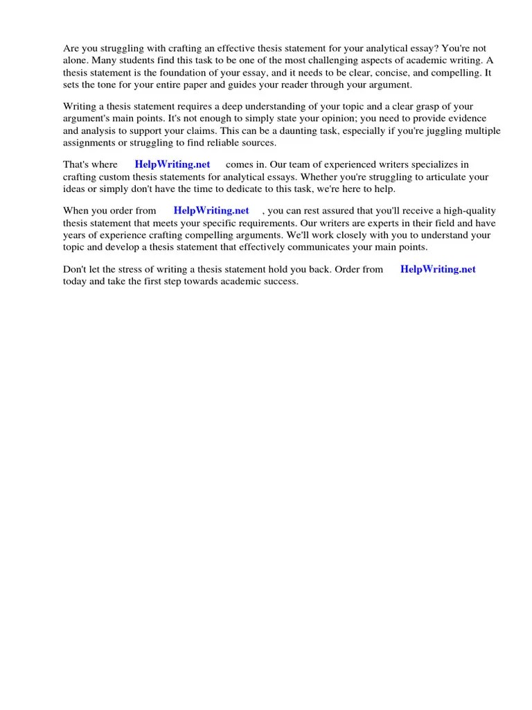Analytical Essay Thesis Statements | PDF | Essays | Logic