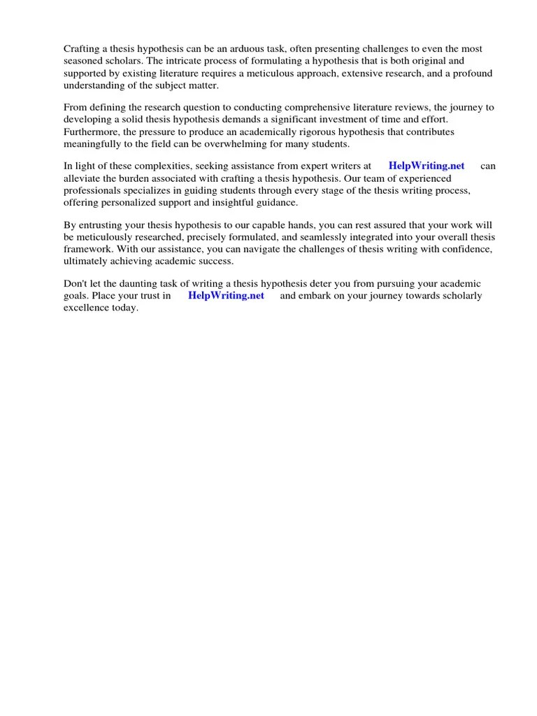 Writing Thesis Hypothesis | PDF | Hypothesis | Thesis