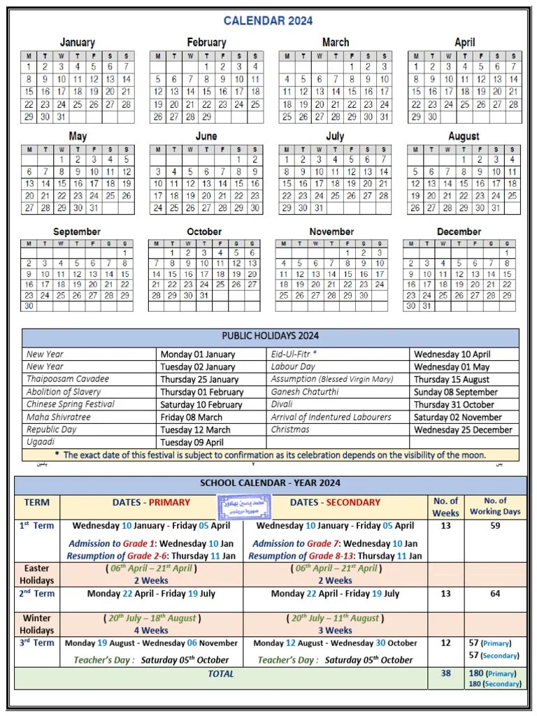 School Calendar 2024 | PDF | Easter | Festival