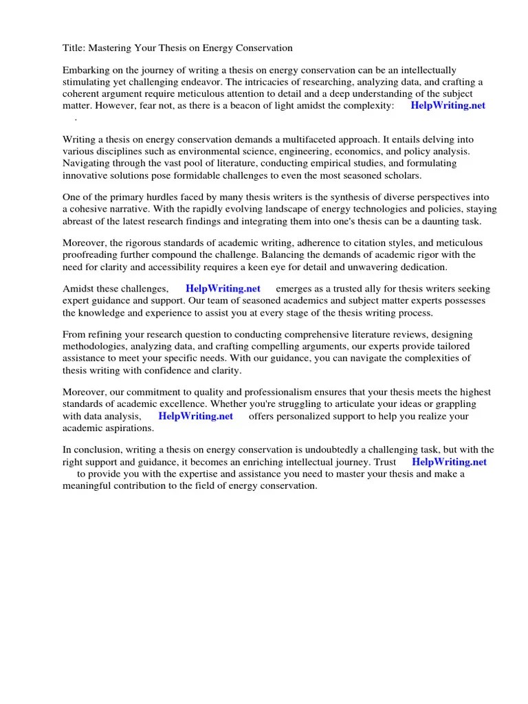 Thesis Energy Conservation | PDF | Energy Conservation | Carbon Nanotube