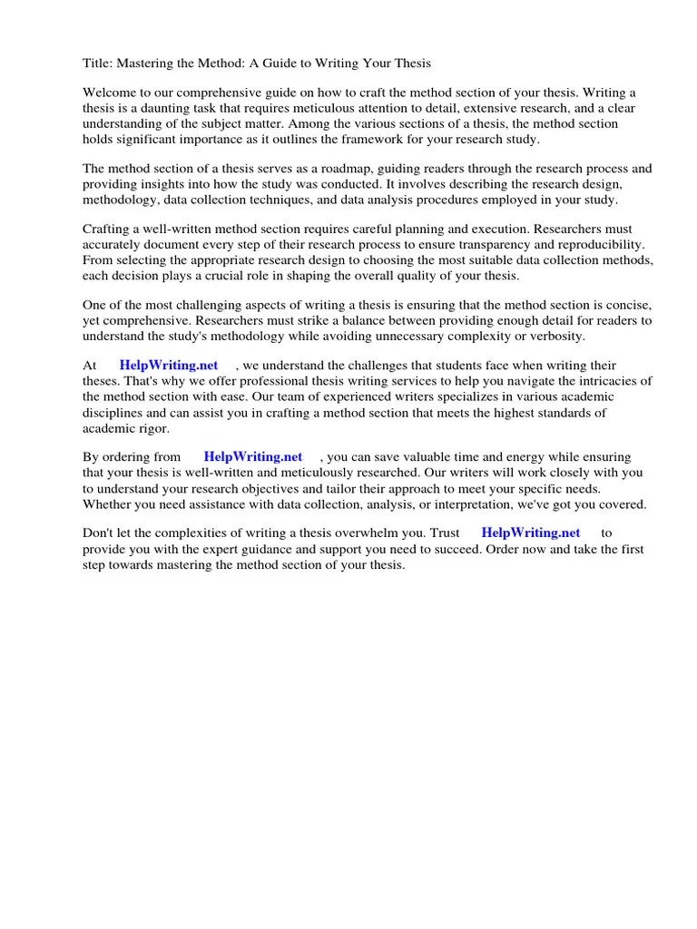 How To Write Method In Thesis | PDF | Methodology | Thesis