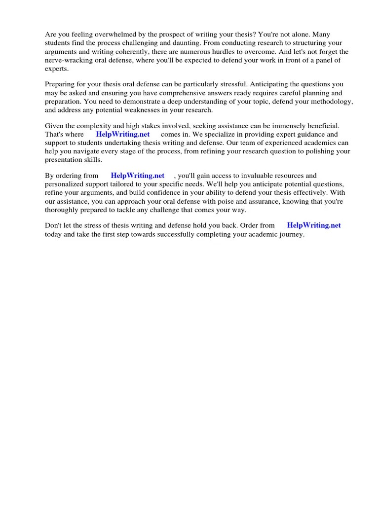 Thesis Oral Defense Questions | PDF | Thesis | Methodology