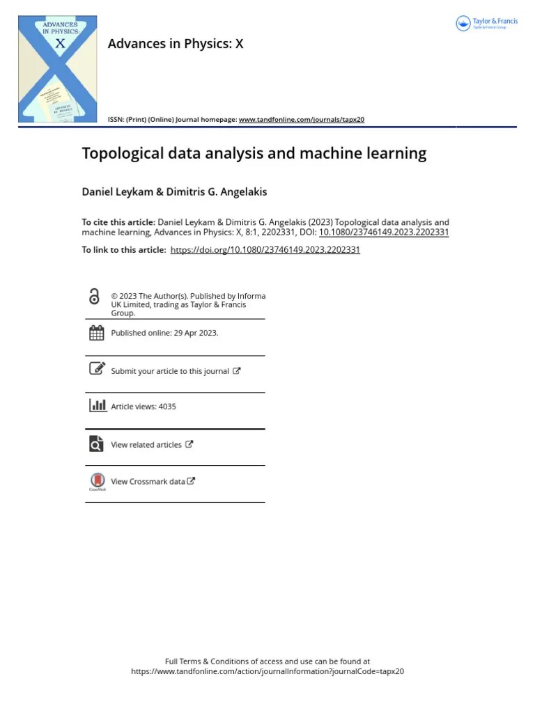 Topological Data Analysis And Machine Learning | PDF | Machine Learning | Physics