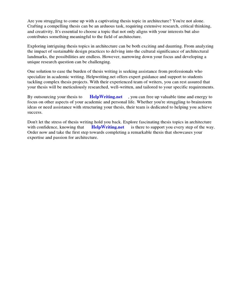 Interesting Thesis Topics In Architecture | PDF | Thesis | Design