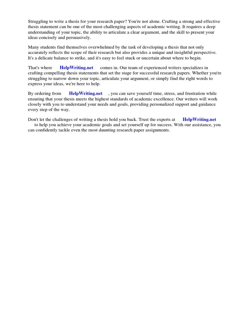 Writing A Good Thesis For A Research Paper | PDF | Essays | Thesis