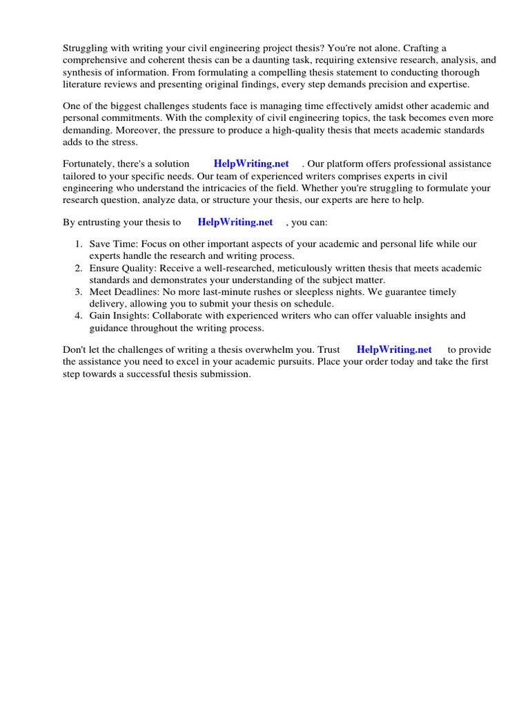 Civil Engineering Project Thesis PDF | PDF | Thesis | Soil