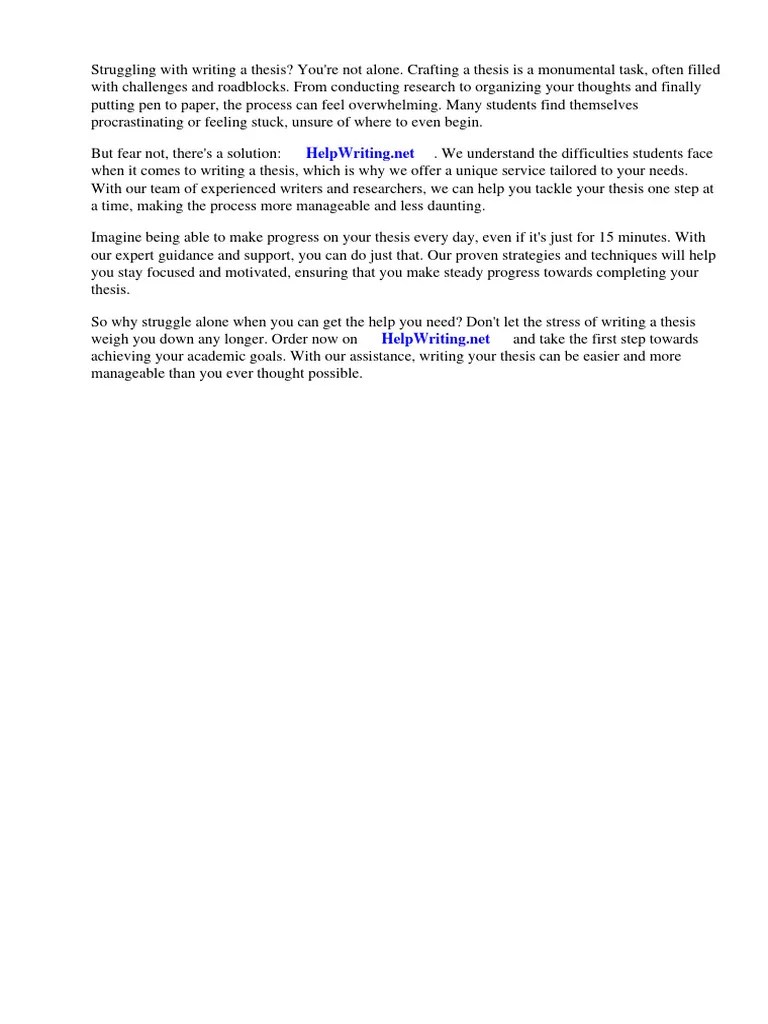 How To Write A Thesis In 15 Minutes A Day | PDF | Thesis | Essays