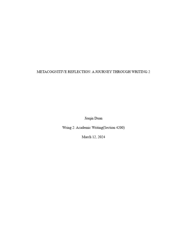 Metacognitive Reflection | PDF | Essays | Psychology