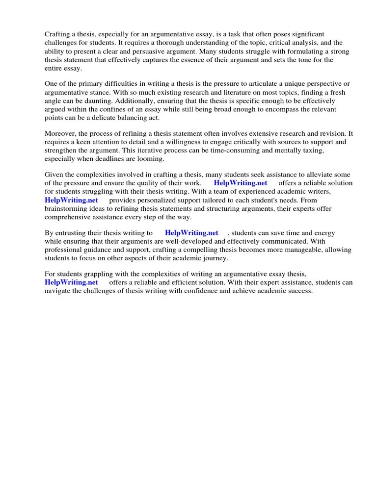 Argumentative Essay Structure Thesis | PDF | Essays | Thesis