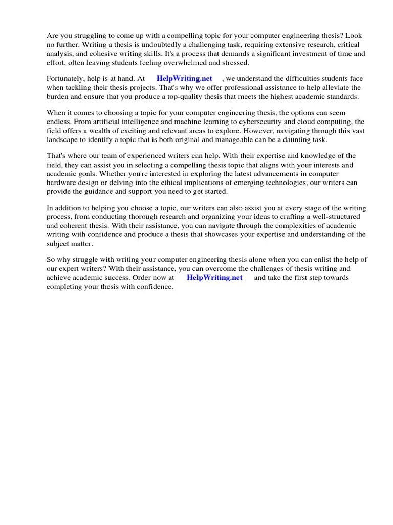 Essay Computer Engineering Thesis Topics | PDF | Thesis | Educational ...
