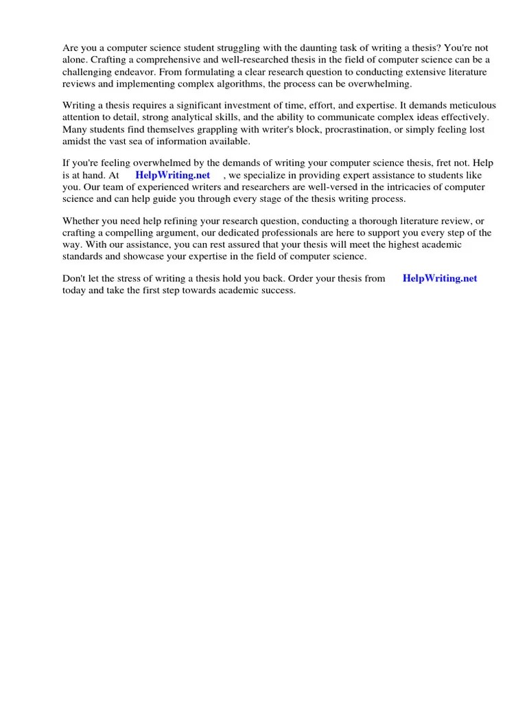 Sample Thesis For Computer Science Students | PDF | Thesis | Science
