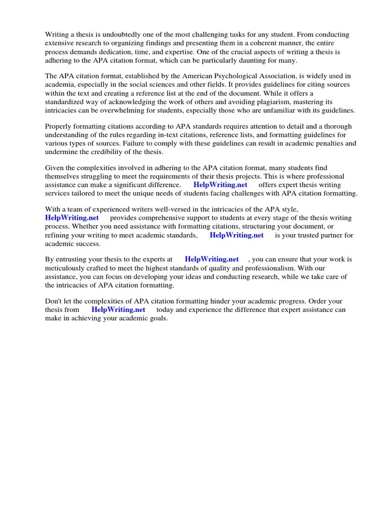 Thesis Apa Citation Format | PDF | Apa Style | Citation