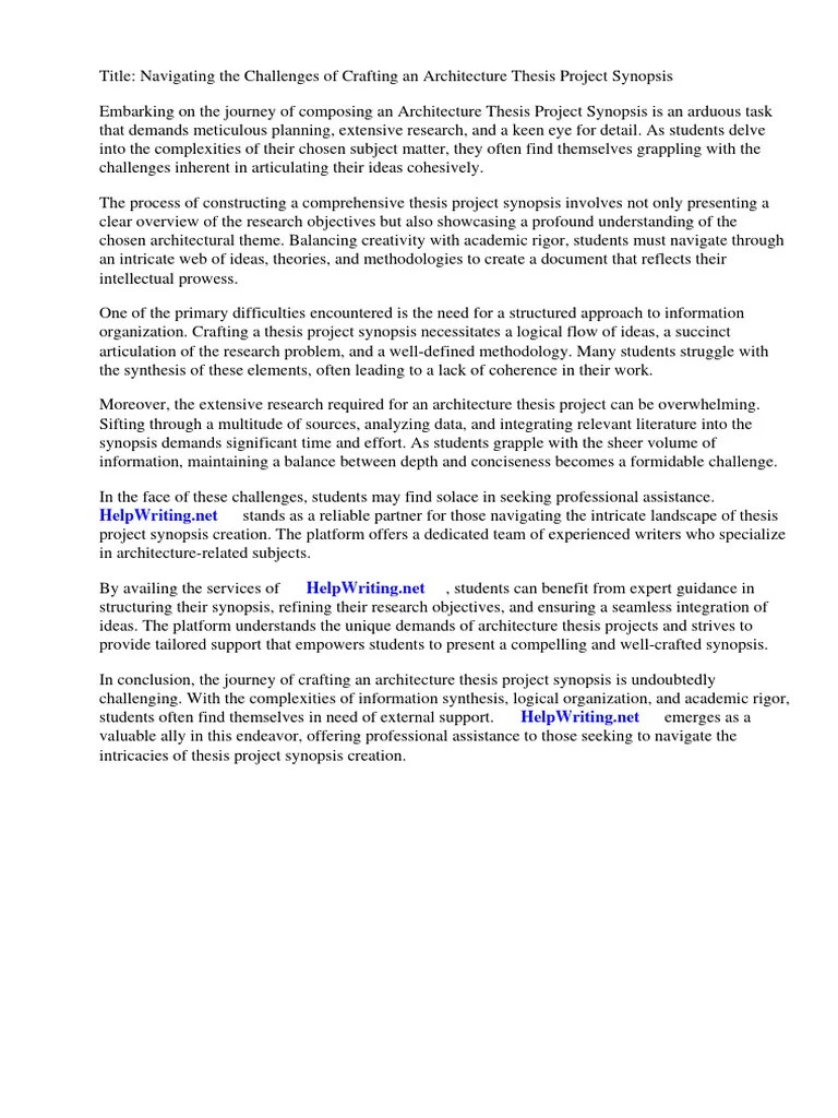 Architecture Thesis Synopsis Guide | PDF | Thesis