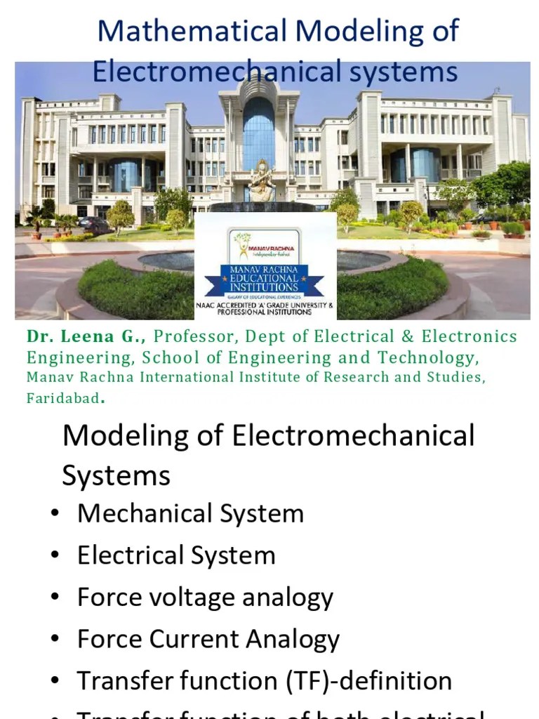 Unit1 Mathematicalmodeling | PDF | Electric Motor | Inductance