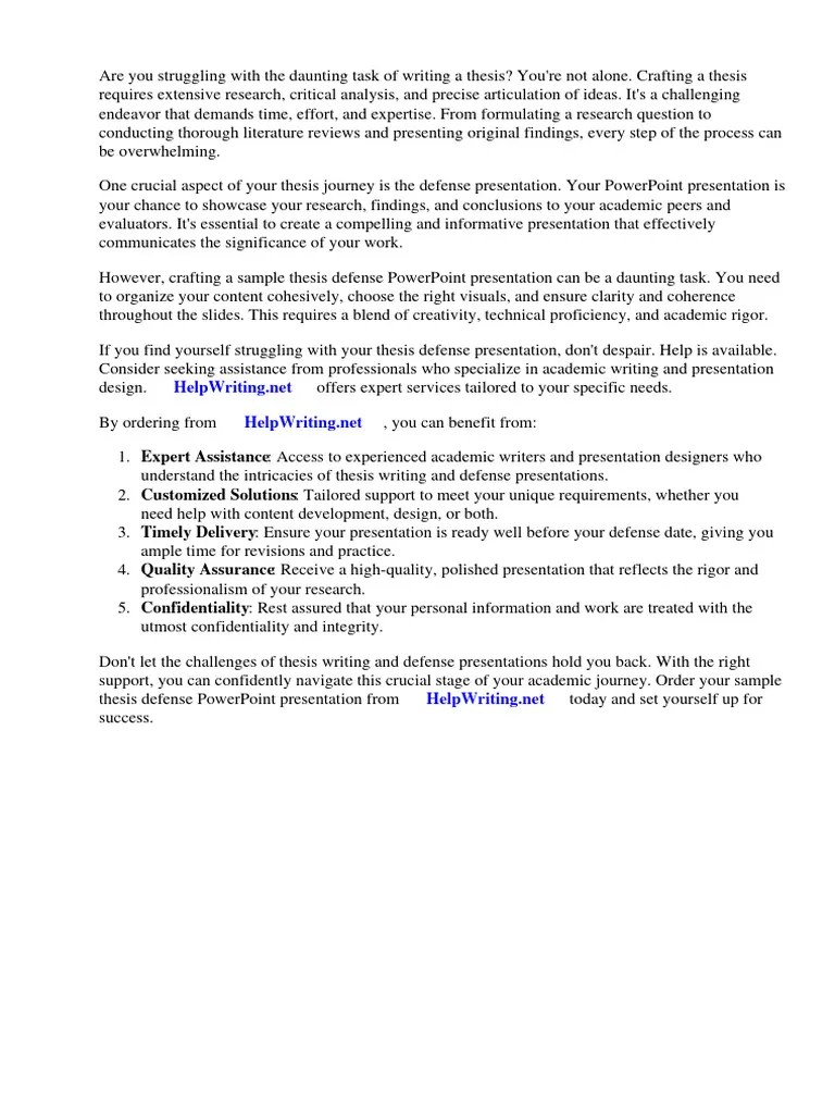 Sample Thesis Defense Powerpoint Presentation | PDF | Microsoft Power ...