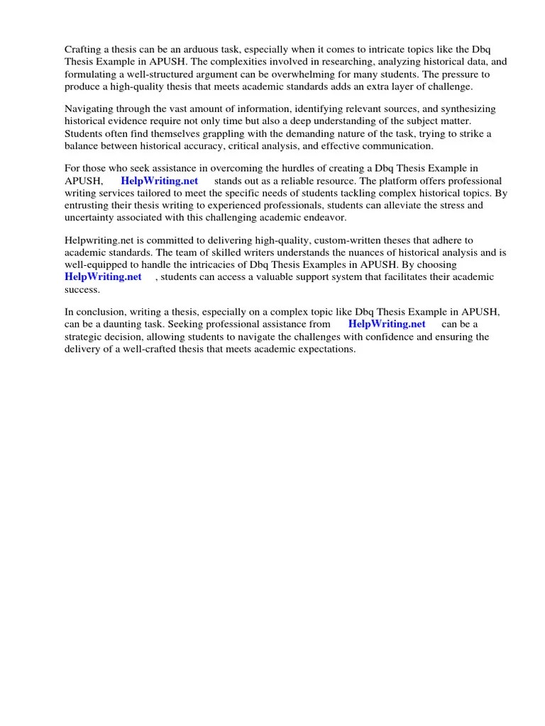 DBQ Thesis Example Apush | Download Free PDF | Essays | Whig Party ...