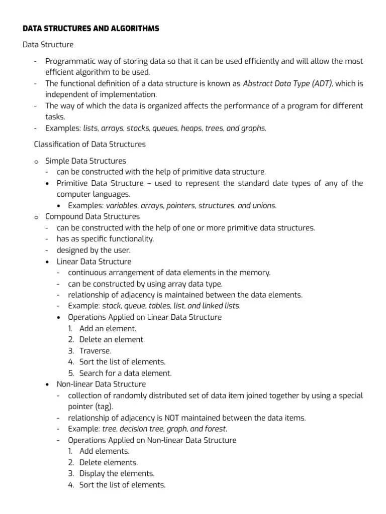 Dsa Reviewer 1 | PDF | Queue (Abstract Data Type) | Data Structure