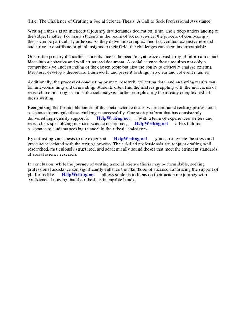 Social Science Thesis PDF | PDF | Sociology | Social Sciences