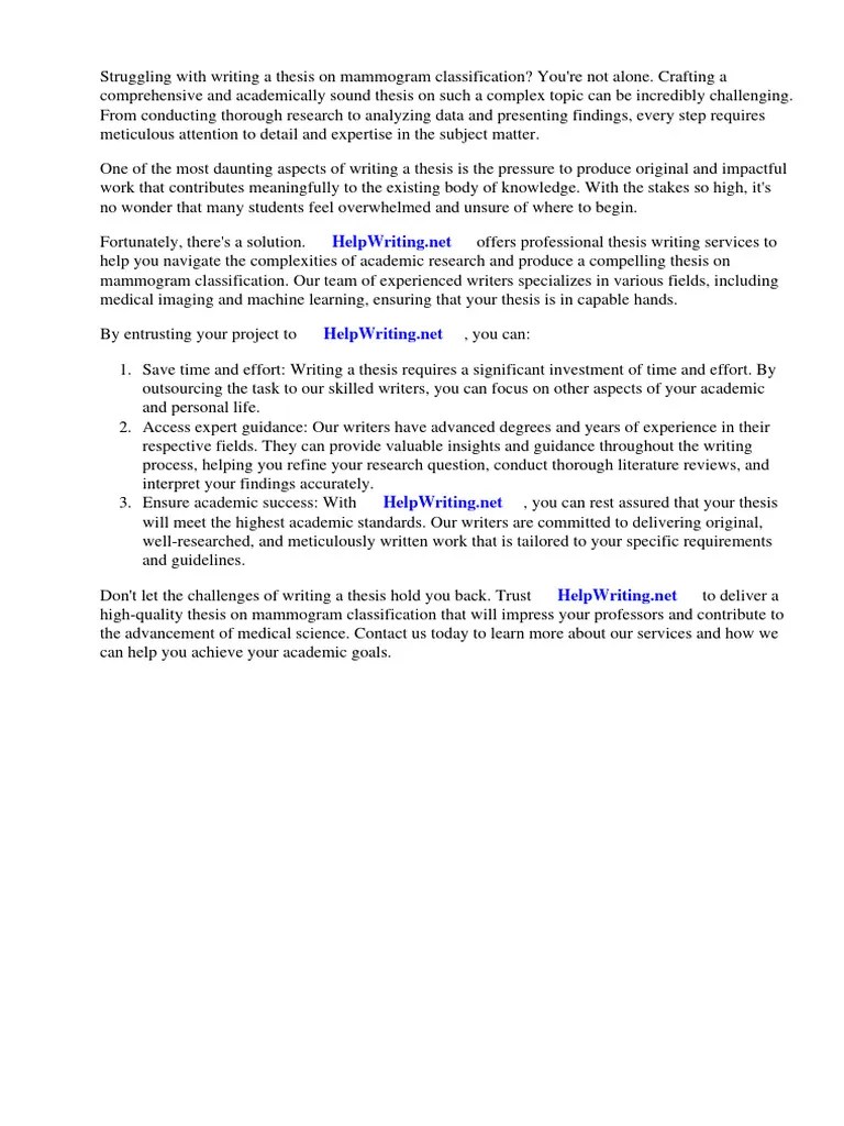 Thesis On Mammogram Classification | PDF | Mammography | Receiver Operating Characteristic