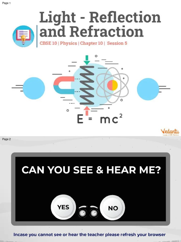Light: Reflection And Refraction Class 10 | PDF