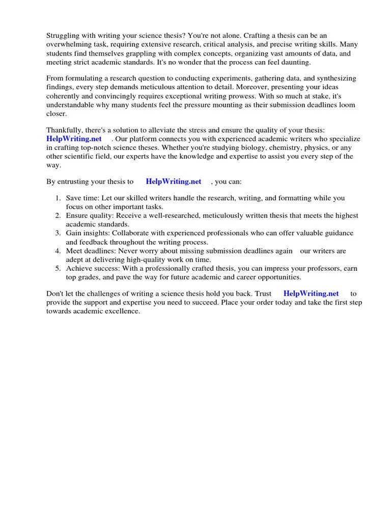 Science Thesis Examples | PDF | Thesis | Science