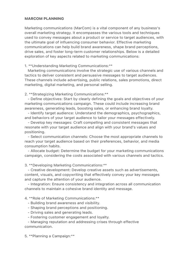 MARCOM PLANNING | PDF | Marketing Communications | Target Audience