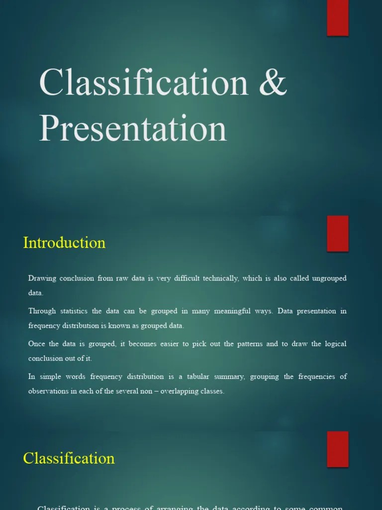 Classification & Presentation | PDF | Data | Statistics