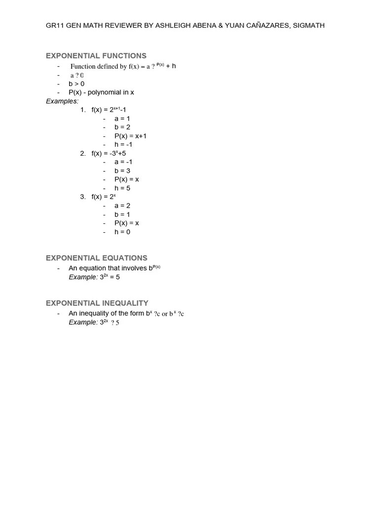 General Mathematics | PDF | Exponential Function | Function (Mathematics)
