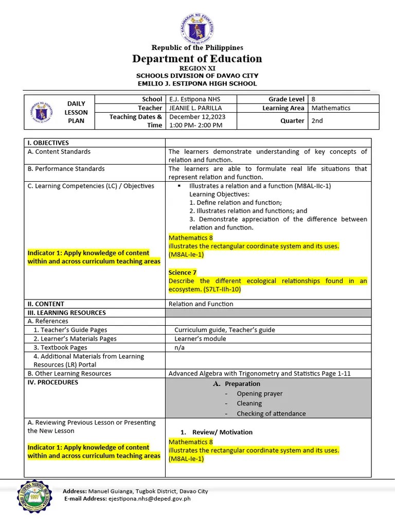 2ND Quarter Functions And Relations | PDF | Learning | Function ...