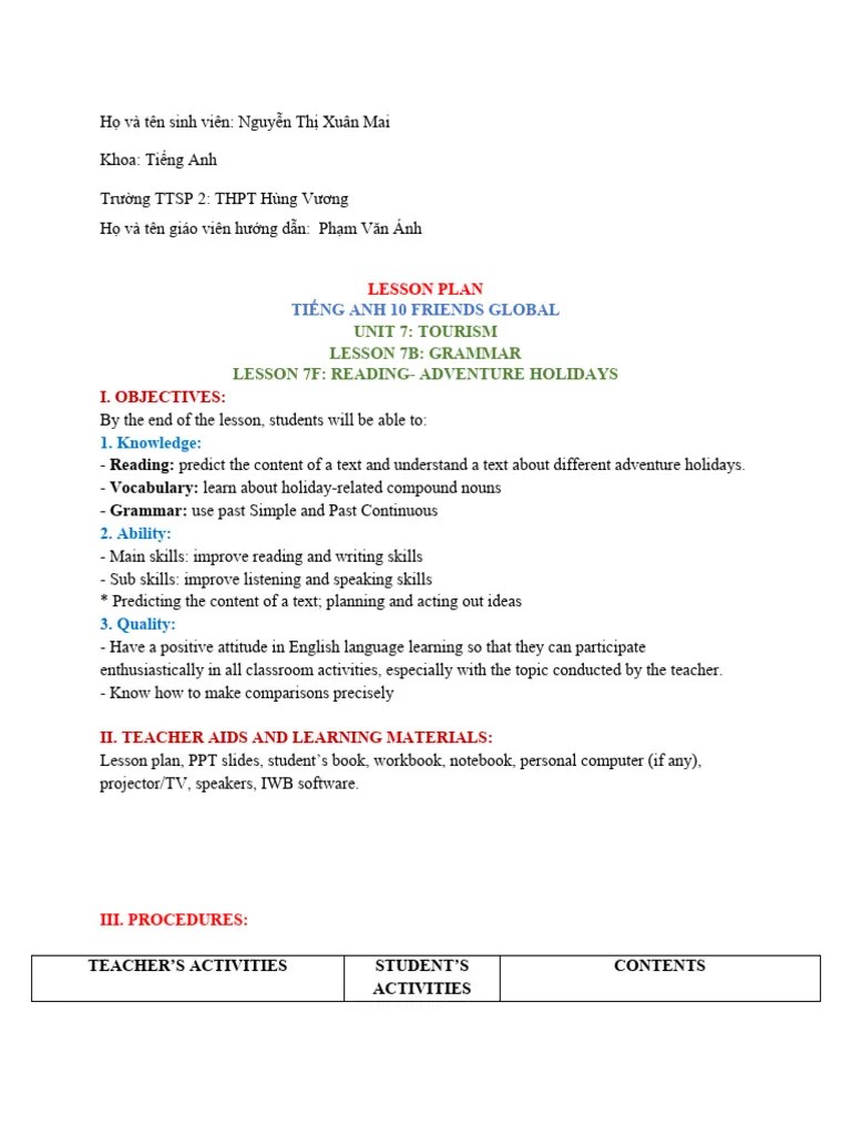 Grammar7B LessonPlan | PDF | Human Communication | Behavior Modification