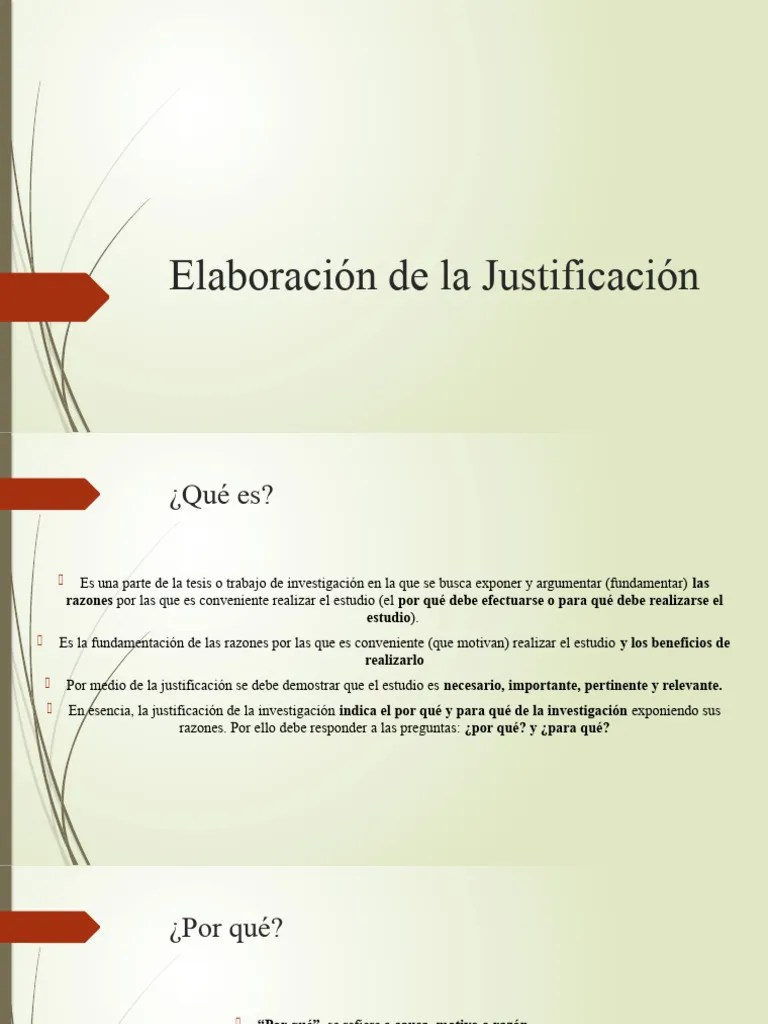 Elaboración De La Justificación | PDF | Teoría | Conocimiento