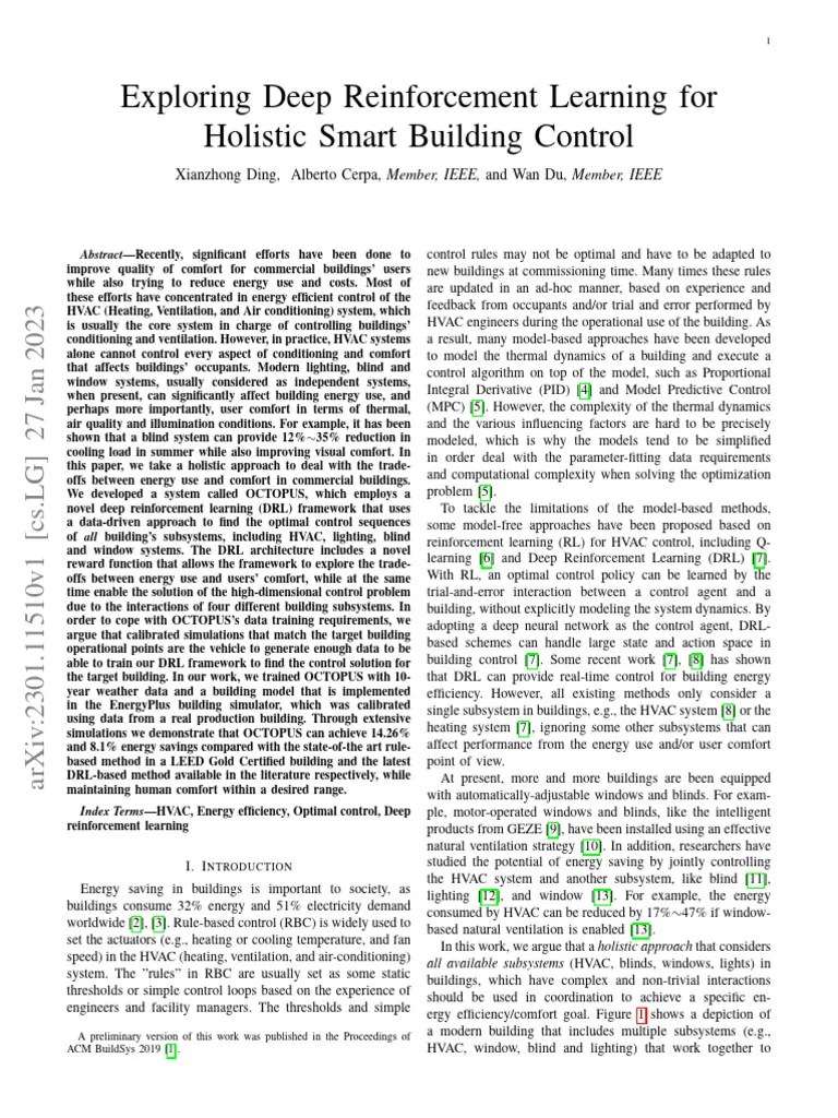 Exploring Deep Reinforcement Learning For Holistic Smart Building ...