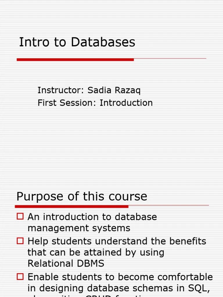 Lesson00 Intro To Databases | PDF | Databases | Relational Model