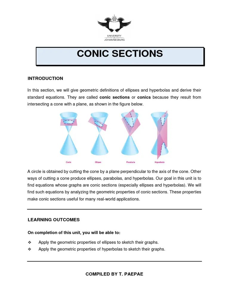 CONIC SECTIONS Week5 | PDF | Ellipse | Asymptote