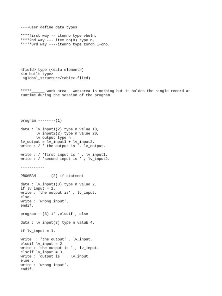 Abap Code Practice | PDF | Software | Computer Programming
