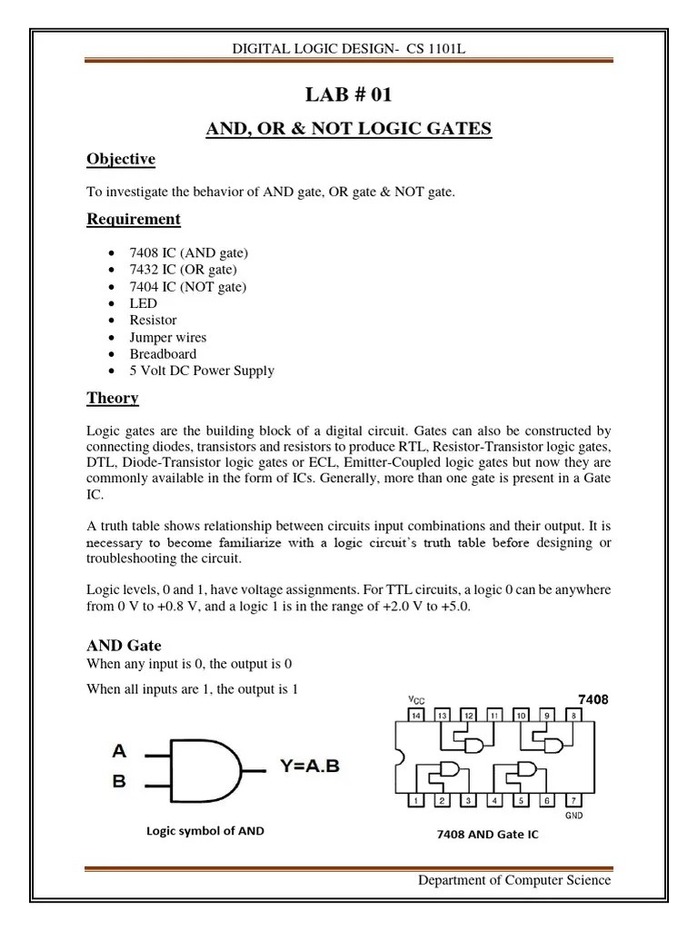 Lab 1-DLD | PDF | Logic Gate | Electricity