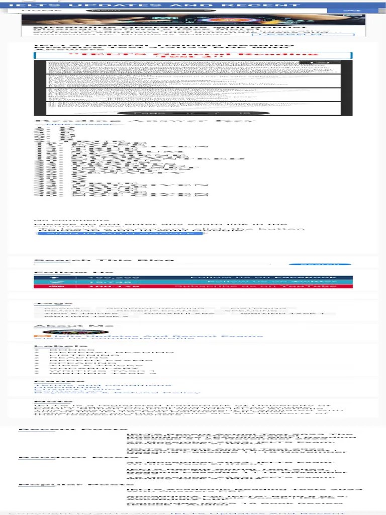 IELTS General Training Reading Practice Test 22023 PDF With Answers ...