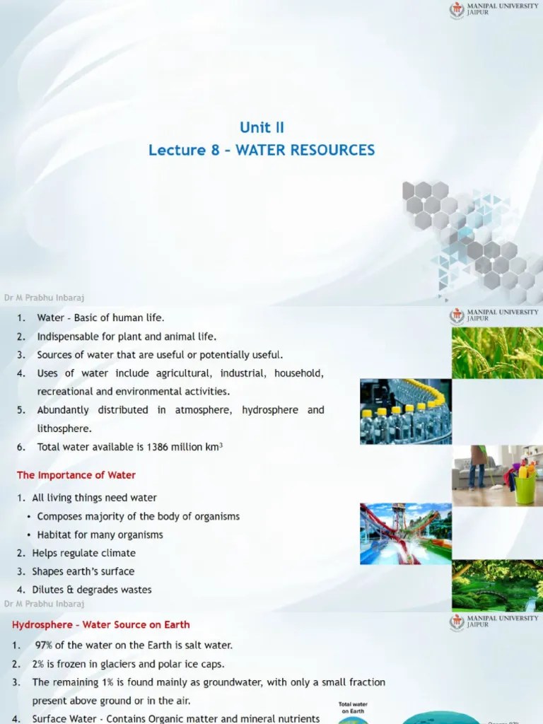 Lecture 8 - Water Resources | PDF