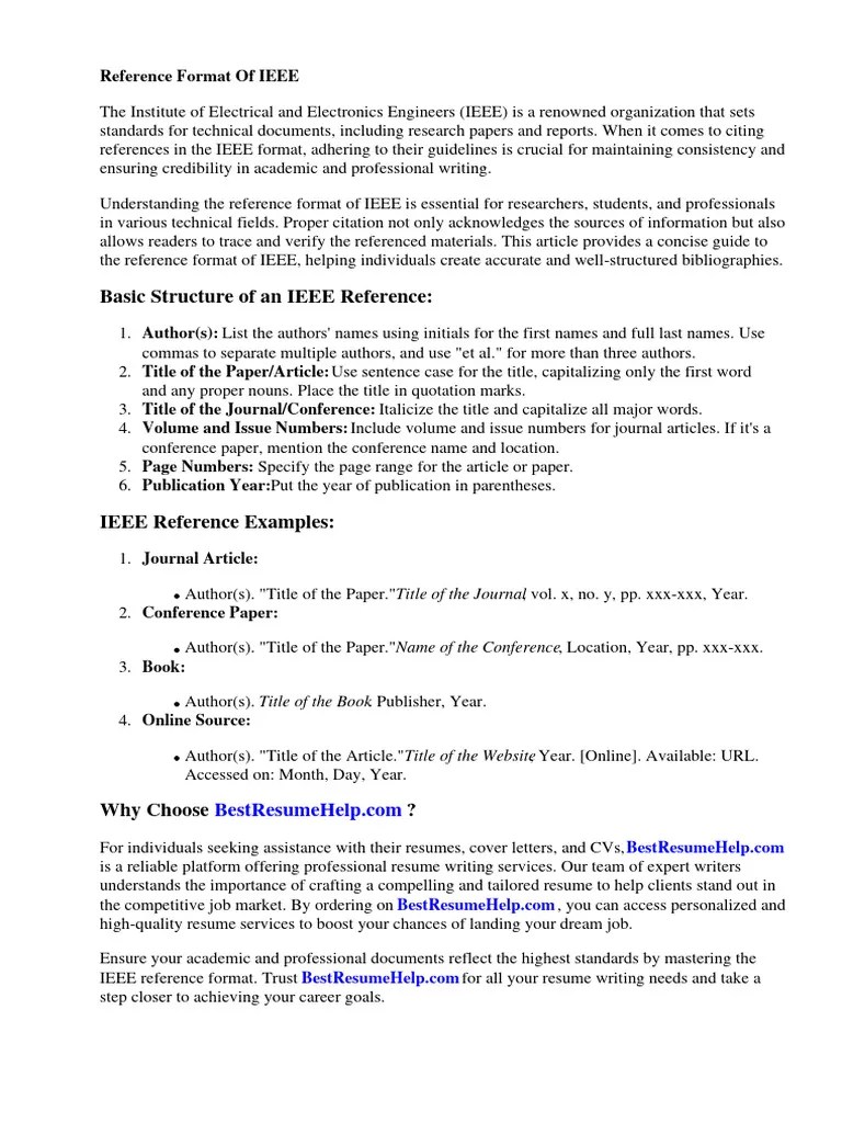 Reference Format Of Ieee | PDF | Citation