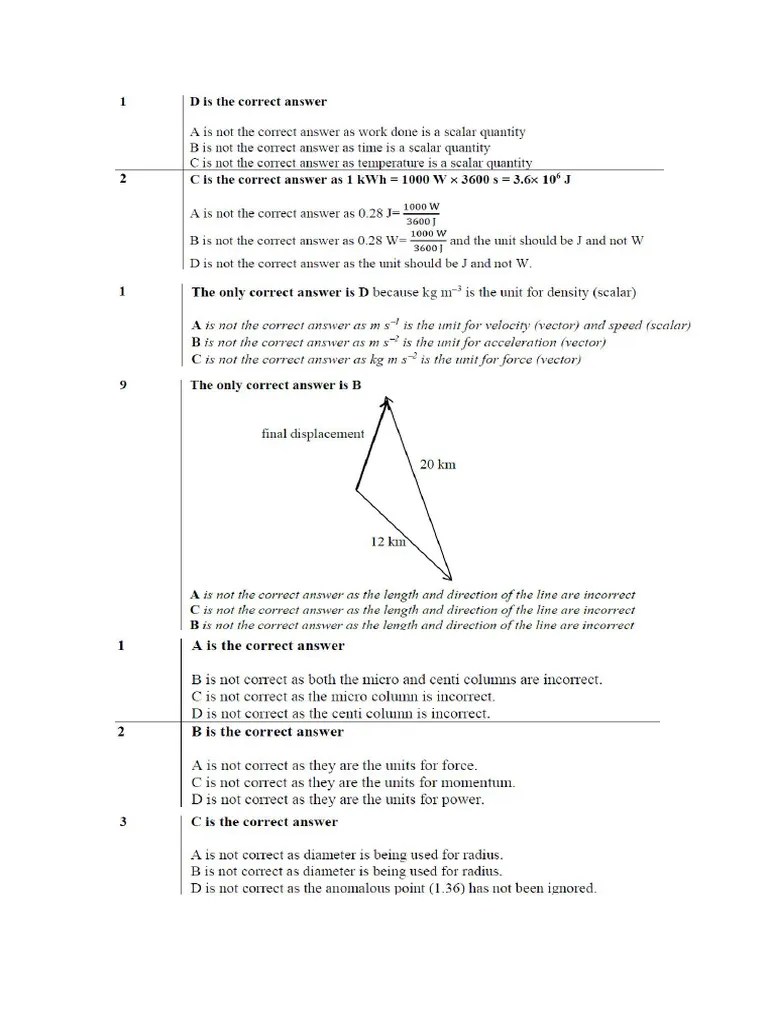 Unit And Vector MCQ Soultions | PDF