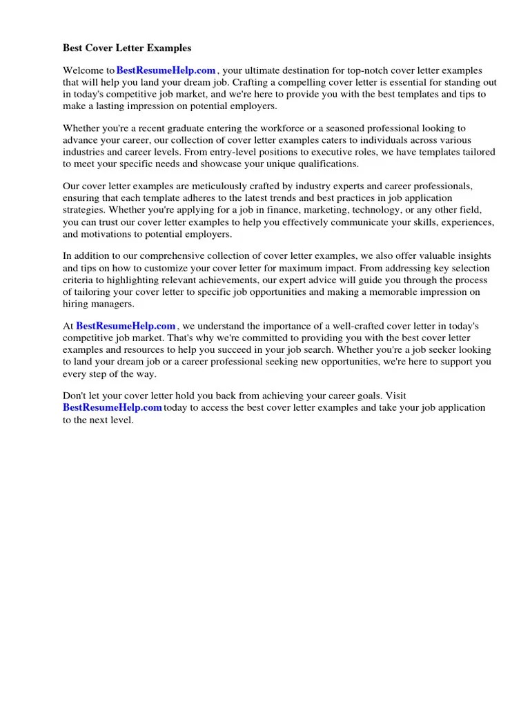 Best Cover Letter Examples | PDF | Résumé | Recruitment