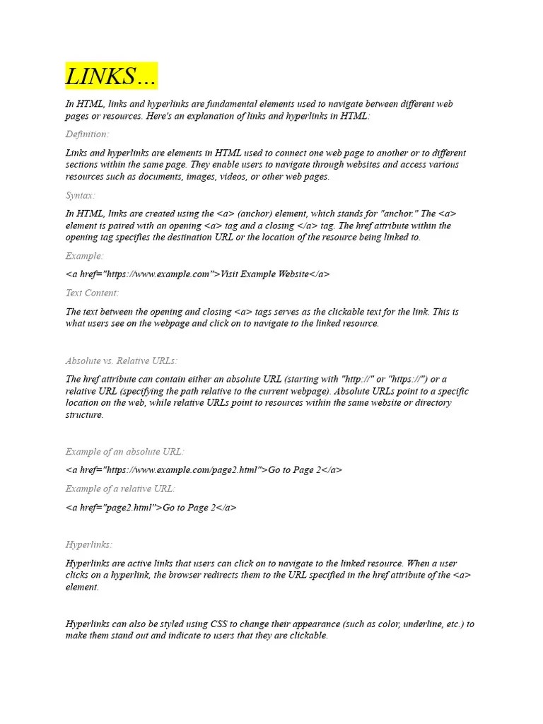 Web Development Ans | PDF | Hyperlink | Html Element