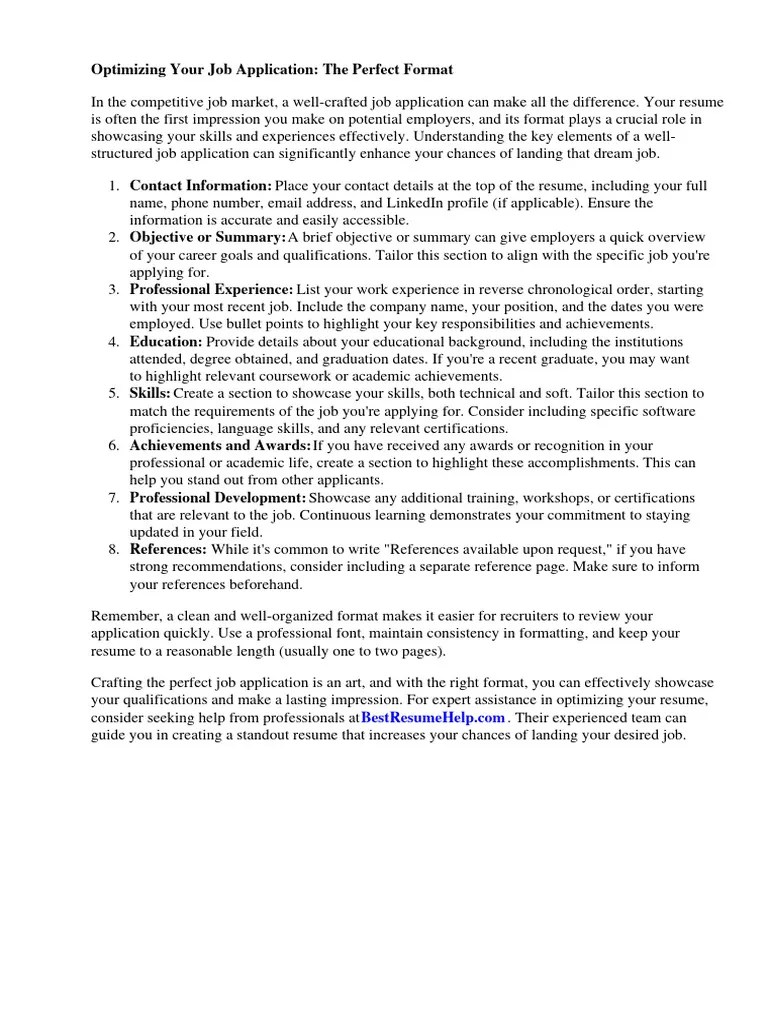 Format Of Job Application Letter Sample | Download Free PDF | Résumé