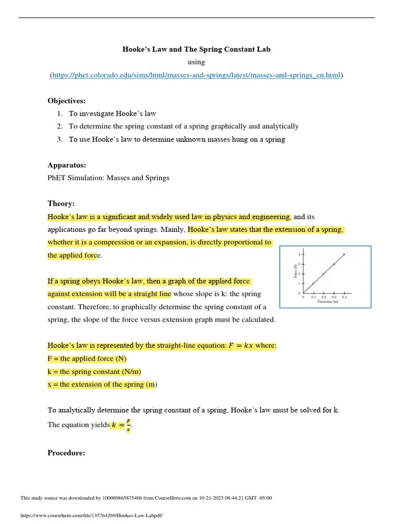 Hookes_Law_Lab.pdf-1 | PDF | Force | Cartesian Coordinate System