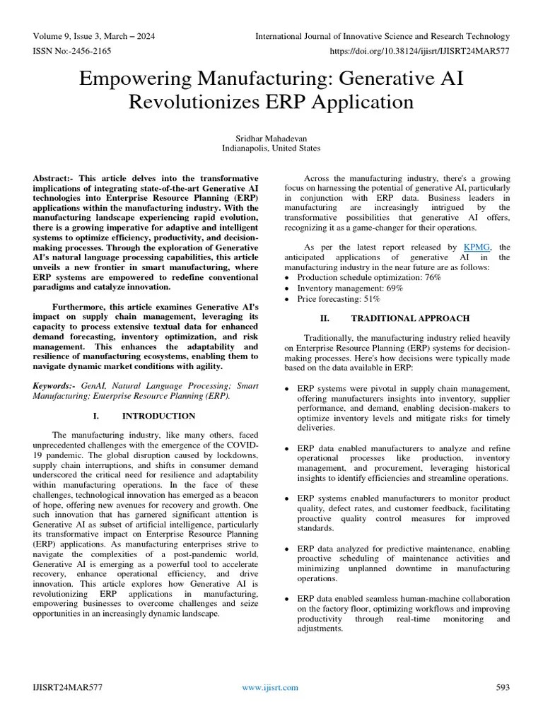 Empowering Manufacturing: Generative AI Revolutionizes ERP Application ...