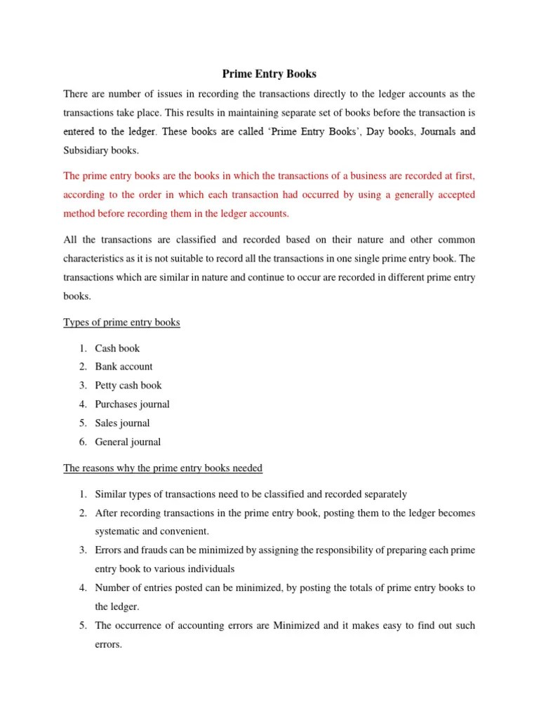 Prime Entry Books | PDF | Debits And Credits | Cheque