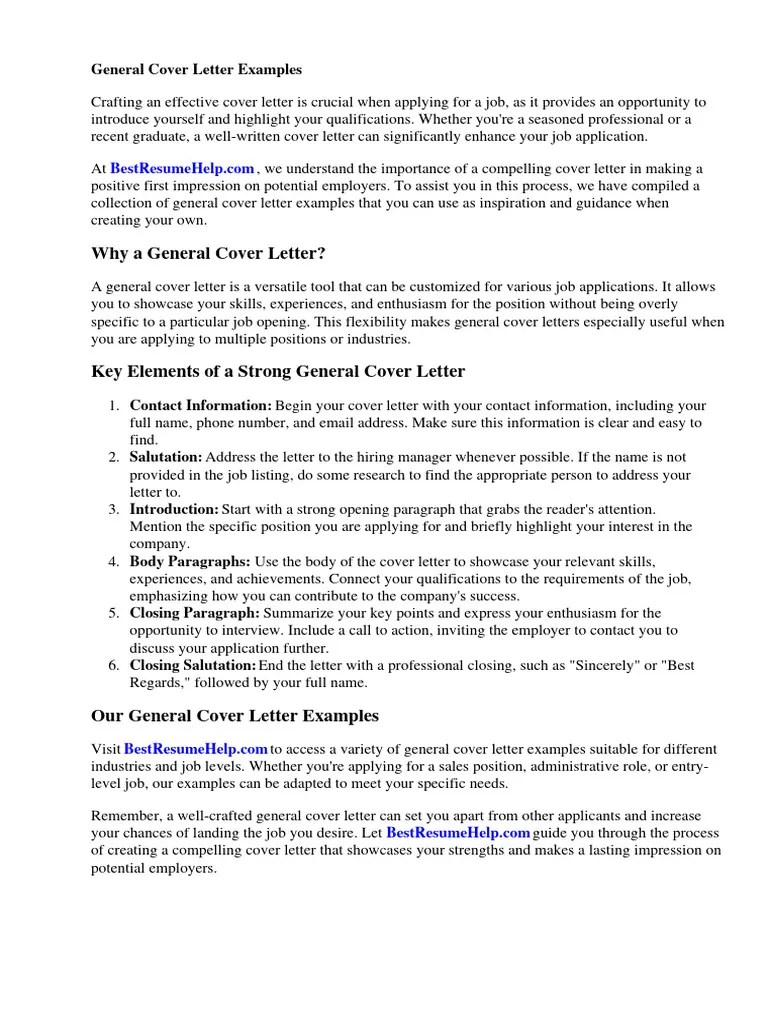 General Cover Letter Examples | PDF | Résumé | Recruitment