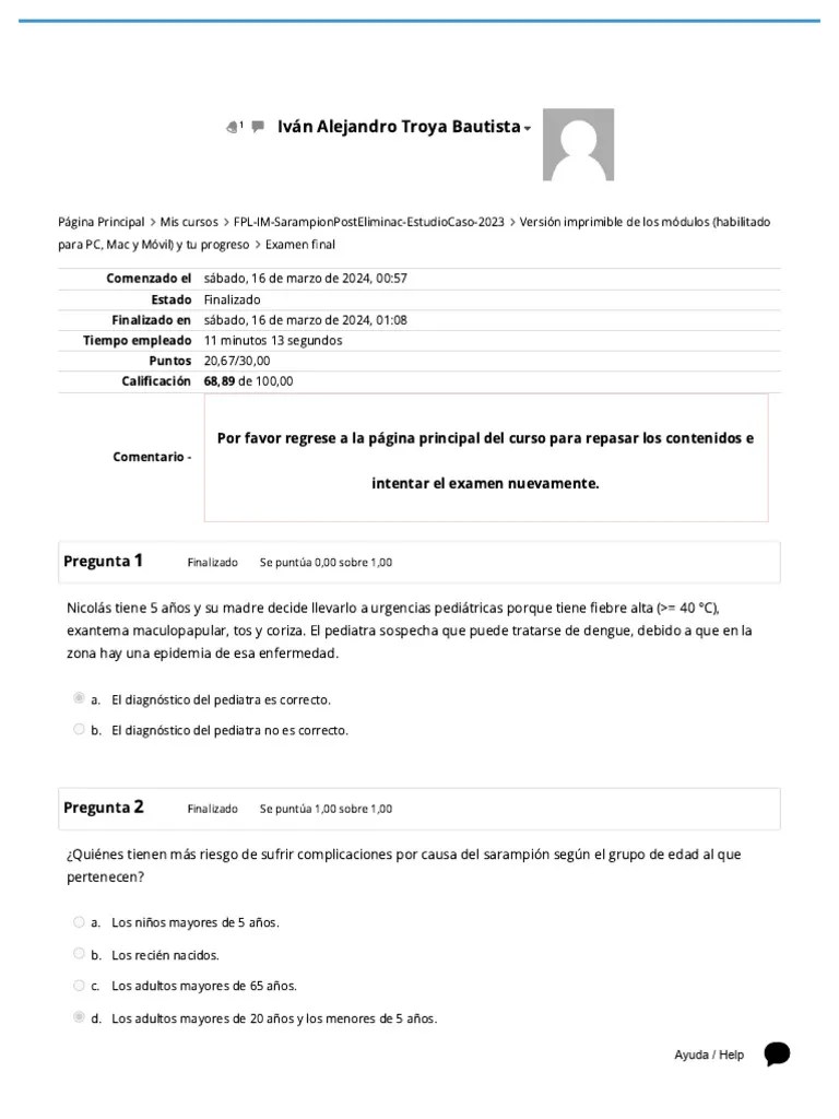 Examen Final - Revisión Del Intento Rubeola | PDF | Sarampión | Inmunoglobulina G