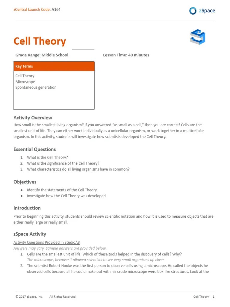 Cell Theory | PDF | Cell (Biology) | Biology